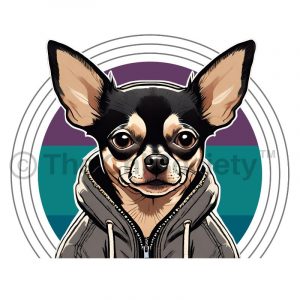 Unisex Jersey Short Sleeve V-Neck Tee - Hooded Chihuahua Design - Image