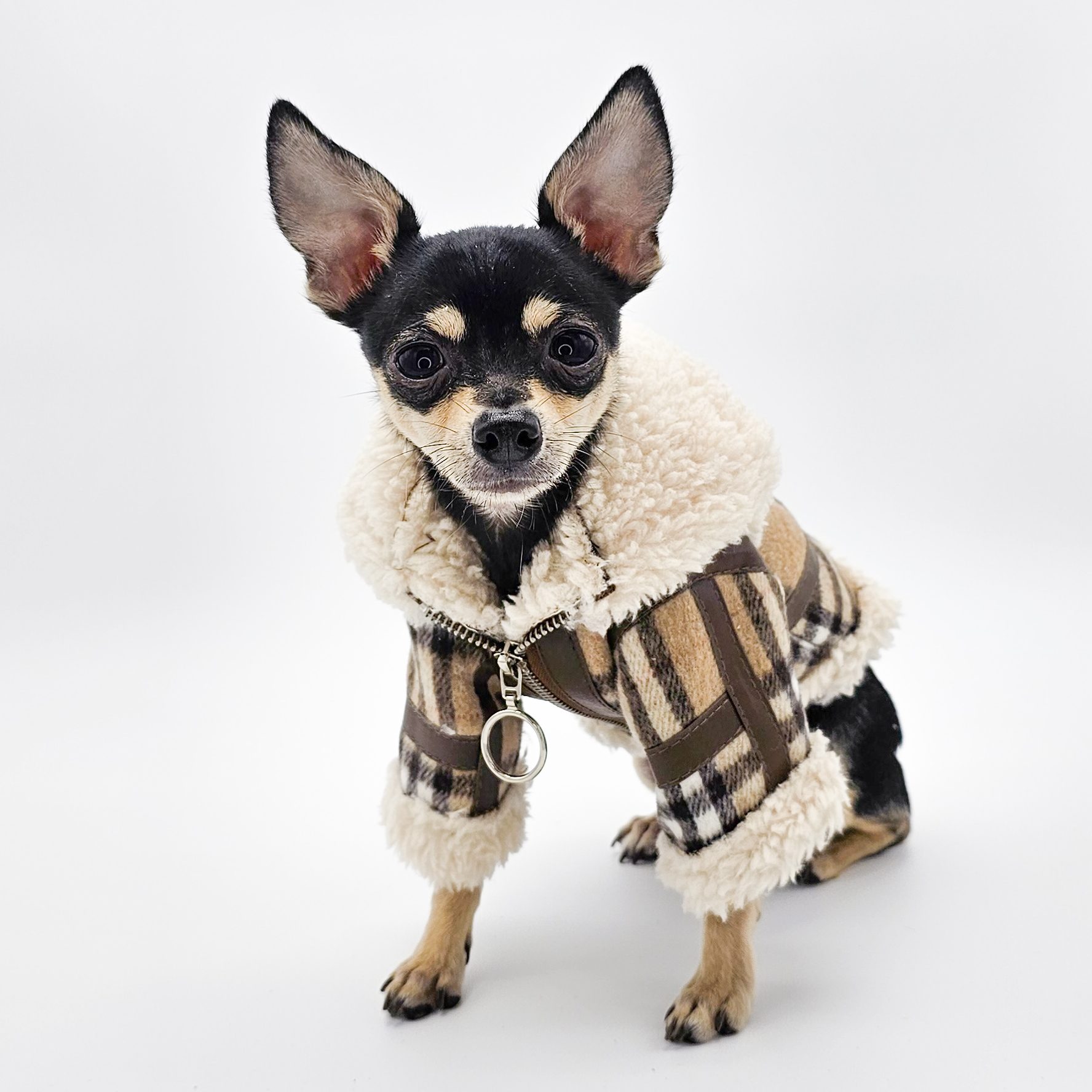 Burberry Inspired Fleece Coat for Dogs